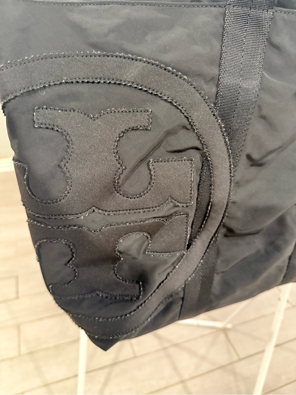 Tory Burch Black Logo Nylon Tote
